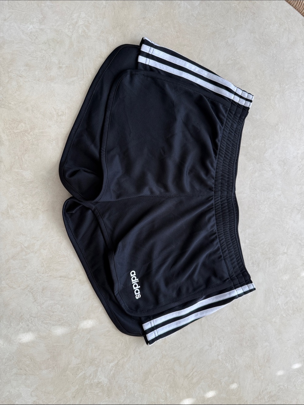 adidas Black Athletic Shorts with White Three-Stripes
